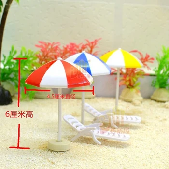 5 Set 1/12 Casă De Păpuși În Miniatură De Plastic Scaun De Plajă Umbrelă De Acvariu Terarii Decorare Tort Ornamente 