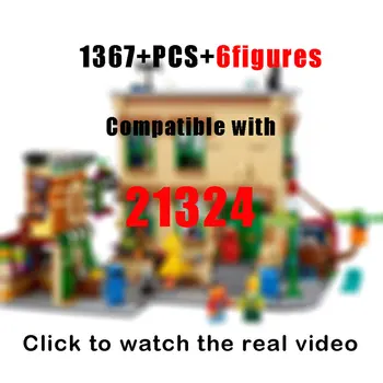 Compatibil cu 21324 City Street View Sesamed Strada Blocuri 123 Film Casa de Cărămizi Jucarii Pentru Copii, Cadouri 1367PCS 