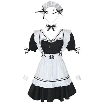 Șorț de Cosplay Maid Dress Alb Negru Uniform Pentru Lolita Cosplay Dress Pentru Manichiura șorț de Chef pentru Femei kimono 