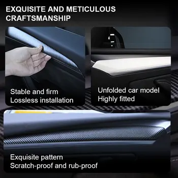 Masina Tapiterie Usi Protector Decorare Autocolant Carbon ABS Fibre Interior Cotiera Benzi de Acoperire pentru 2021 Tesla Model 3 Y Accesorii 