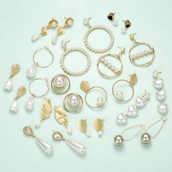 13 Stiluri Mat Cercei din Aur pentru Femei Neregulate Drop Perla Cercei Bijuterii de Moda de Mare, Mic, Lung Cercel Cadou de Nunta pentru Fata 