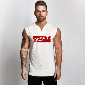 MCFT. Brand Sport Rezervor de Top pentru Bărbați V-neck Îmbrăcăminte de Fitness Culturism Stringer bluze de corp din Bumbac Tricou fără Mâneci Antrenament Sport 