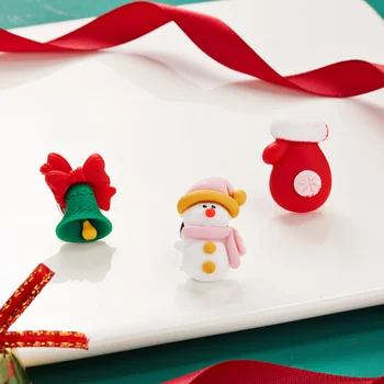 Rinhoo 3/5pcs/set Merry Christmas Party Brosa Pom de Crăciun Moș Crăciun Cerb Elan om de Zăpadă Șosete Bowknot Bell Moale Ceramica Insigna Ace 