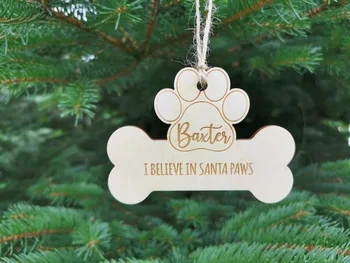 Câinele Ornament de Crăciun Os Laba Forma cu Laser gravat Personalizat Numele, Câinele Personalizate, Decor de Crăciun Cadou pentru Iubitorii de animale de Companie 