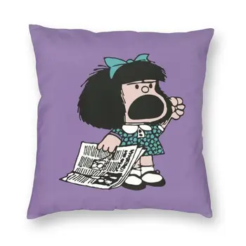 Mafalda Protestează față de Pernă 40x40cm Decor de Imprimare de Desene animate Clasice Arunca Pernă pentru Masina Doua Parte 