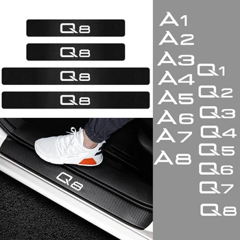 Auto Styling 4buc Fibra de Carbon Pragul Ușii Scuff Placa de Autocolante Pentru Audi S Line A1 A2 A3 A4 A5 A6 A7 A8 Q1 Q2 Q3 Q4 Q5 Q6 Q7