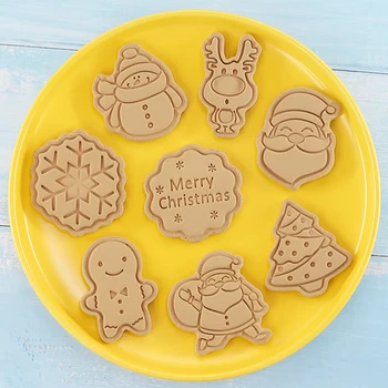 8 Buc DIY de Crăciun Drăguț Desene animate Biscuit Mucegai Cookie Cutter 3D Biscuiți Mucegai din Plastic ABS Mucegai de Copt Cookie Decorare