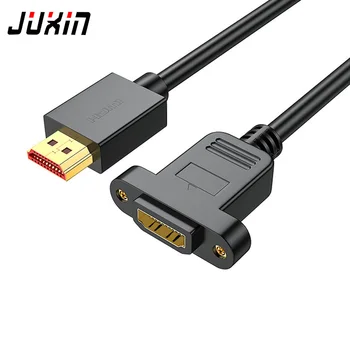 JUXIN HD-19+1 2.0 HDMI de sex Masculin la Feminin Cablu de Extensie Surub Montare pe Panou Suport 4K 60Hz 
