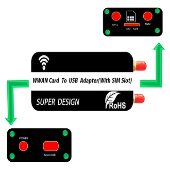Wireless unitati solid state M. 2 Tasta B pentru Adaptor USB cu Sim Slot pentru Card WWAN/LTE/4G Module pentru Desktop/Laptop 