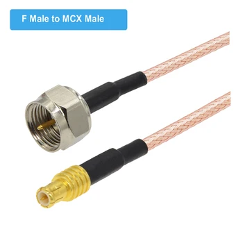 10BUC F Tip Plug de sex Masculin pentru a MCX Masculin Unghi Drept Adaptor Coaxial RF RG316 Coadă F să MCX TV Box Cablu de Extensie DIY Jumper 