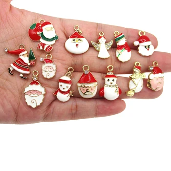 10buc Crăciun serie de Moș Crăciun și om de Zăpadă Email farmec pentru DIY brățară colier cercei pandantiv bijuterii de luare XL657