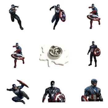 Disney Figura Captain America Marvel Avengers Acrilice Ace de Rever Rășină Epoxidică Insigne, Broșe pentru Bărbați Accesorii de Moda Bijuterii 
