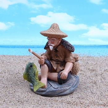 Pescar Figurine De Rasina De Artizanat, Ornamente Decorative Miniaturale Sculptura 