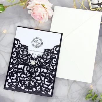 Tăiat cu Laser, Invitatii de Nunta Card Sclipici Hârtie pentru Petrecerea de Logodna de Ziua Copilului Duș cabină de Duș de Mireasă