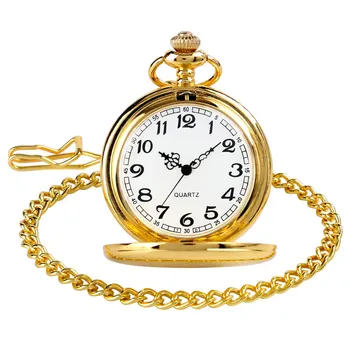 Aur Lustruit din Oțel Inoxidabil Ceas de Buzunar stil Continental Retro Moda pentru Bărbați și Femei Cadou Ceas de Buzunar 