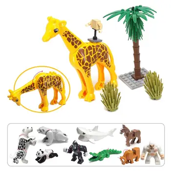 Ierbivore Giraffe Animal Set Montaj Bloc Moc Lumea Animală Figuri De Animale De Companie Prieten Scene Copil Model Cadou De Crăciun De Jucărie 