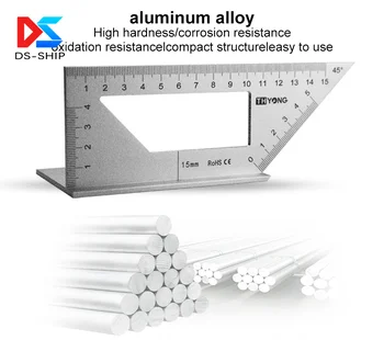 Aliaj de aluminiu Oțel Inoxidabil Multifunctional Pătrat 45+90 de Grade Indicator Unghi Riglă în formă de T de Măsurare pentru prelucrarea Lemnului Conducător Instrument