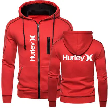 Barbati Hurley Print Hoodie de Primăvară Cădea Sport cu Fermoar, Hanorace Multi-zip Subțire cu Glugă Sacou Casual cu Maneca Lunga Jachete Îmbrăcăminte exterioară 