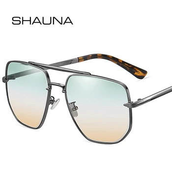 SHAUNA Retro de Metal Dublu Poduri Pătrat Femei ochelari de Soare Polarizat Nuante UV400 Moda Barbati Gradient de Ochelari de Soare 