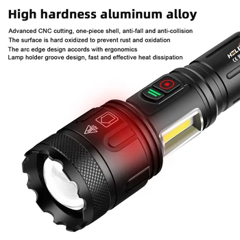 Lanterne Led-uri COB XHP160 7 Moduri de Zoom Impermeabil de Tip c Usb Reîncărcabilă Lanterna Super-Luminos