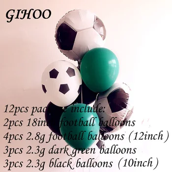12Pcs 18inch Fotbal Baloane Rotunde de Fotbal Petrecere cu Tema Decor Alb Negru Folie, Baloane Ziua de nastere pentru Baieti Jucarii Consumabile Partid 