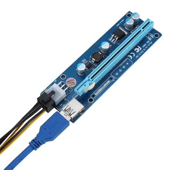 60CM PCI-E Express 1X la 16X USB 3.0 Riser Card cu USB 3.0 Extender Cablu de Alimentare SATA 6pini Cablu pentru Bitcoin Mining 