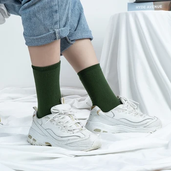 Bumbac Pentru Femei Șosete 10 Culori Solide Negru Kaki Casual Harajuku Feminin Crew Sock Primavara Vara Toamna Stil Coreea Moda 