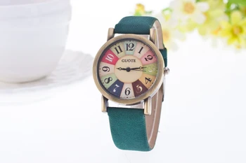 Noi Faimosul Brand Casual Vintage Ceas Cuarț Pentru Femei Curea Din Piele Rochie Ceasuri Relogio Feminino De Culoare Curcubeu Numărul Ceas Fierbinte 