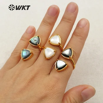 WT-R294 Nou Elegant Nou de Vânzare shell Ring Cu 24k Placate,Moda Duble alb&maro coajă scoică abalone Inel de Cristal de cuarț, Opal, perla 