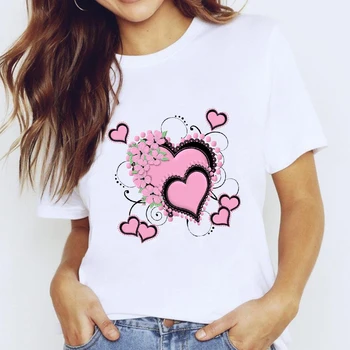 Femei T-shirt Dragoste 90 Tendință Drăguț Casual de Imprimare de Top de sex Feminin Tricou Harajuku Doamna Grafic Dulce Haine de Desene animate Amuzant Tricou 