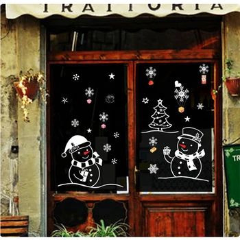 Alb de Zăpadă Vesel Decoratiuni de Craciun pentru Casa de Anul Nou Camera de zi Fereastră de Sticlă Decorative Autocolante Natale, Navidad 