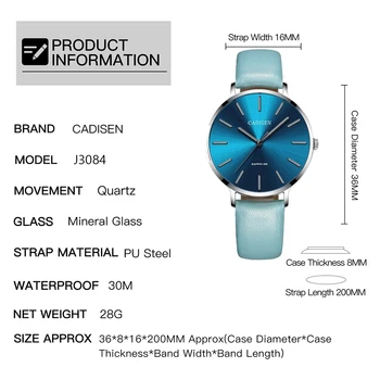CADISEN 2021 Doamnelor Cuarț Ceas de Lux de Top de Brand de Moda Ultra-subțire Ceasuri Bratara din Piele Impermeabil Ceasuri Femei de Afaceri 