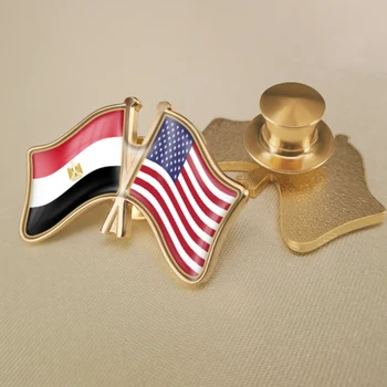 Statele unite și Egipt Trecut Dublu Prietenie Steaguri insigne, Brosa Insigne
