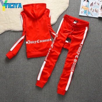 YICIYA Catifea de Agrement Costum de Sport Versiunea coreeană de Fitness Yoga Două Bucata Set Întâlnit Trening Femei Culturilor Sus Pantaloni Pantaloni de Velur 