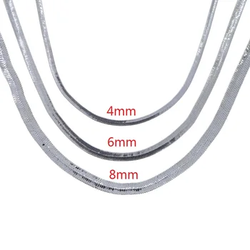 Simplu de aur argintiu Latime 4mm 6mm 8mm Plat Șarpe lanț colier Pentru Bijuterii Diy de a Face Lanț Colier Pandantiv bijuterii 