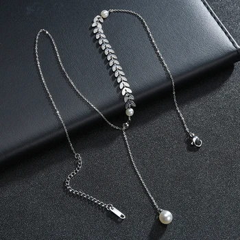 Letdiffery de Epocă Imitație de perle Colier de Înaltă Calitate din Oțel Inoxidabil spice de Grâu Sufoca Colier Bijuterii Femei Pentru femme 