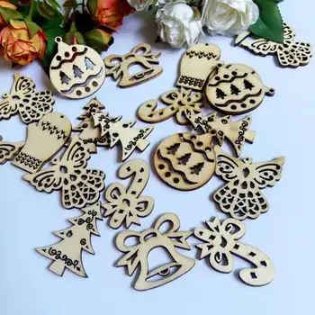 40Pcs se Amestecă ornamente de Crăciun, butoane din Lemn Felii de Artizanat din Lemn DIY Accesorii Pandantiv Mic pentru Pomul de Crăciun cu Ornamente 