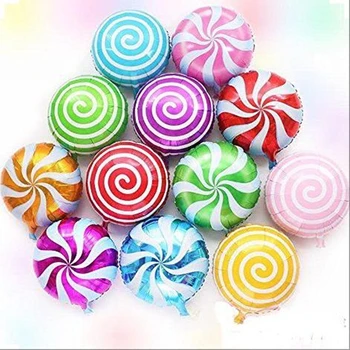 100pc/o mulțime de 18 inch bomboane colorate folie de aluminiu cu balonul rotund lollipop aluminiu balon cu heliu nunta, ziua de naștere a copilului petrecere d 