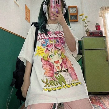 Anime Demon Slayer Kimetsu Nu Yaiba T-shirt Kanroji Mitsuri Tricouri Fete Streetwear Harajuku Femei Casual de Vara Tricou CS631 