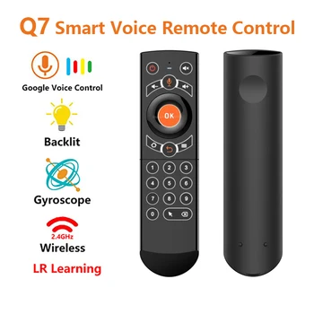 Q7 Voce Inteligent de Control de la Distanță cu iluminare din spate Giroscop Wireless Air Mouse Completa Cheile IR de Învățare Android TV Box Accesorii G21/Pro/G30S 
