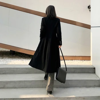 Haină de Lână neagră Pentru Doamna 2020 Noi de Iarna de Moda Elegant Lung Chic Gros de Lână Coats, Jachete OL Purta Uza 