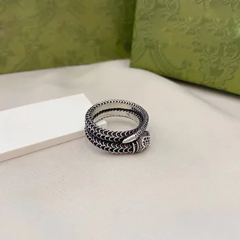 Ag925 argint șarpe inel, original de lux, bijuterii de designer, retro cadouri personalizate pentru bărbați și femei