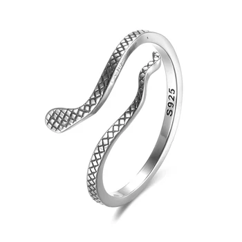 RORU Argint 925 Șarpe Drăguț Animal Doamnelor Deschide Inel Bijuterii Fine pentru Femei, Bărbați la Modă Cadou de Ziua Preț en-Gros