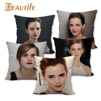 45X45cm Emma Watson Capacul Perna Pătrat cu Fermoar Lenjerie de pat din Bumbac Tesatura Dormitor fete de Perna Decorative Acasă Băieți Fete Cadou 