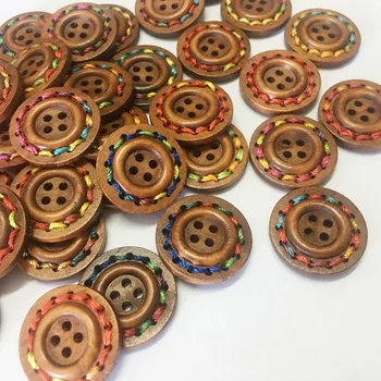 25mm rotund culoare filetate butoane din lemn lucrate manual \ DIY \ accesorii \ butoanele de lemn accesorii de îmbrăcăminte 