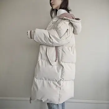 Jos Căptușit Jacheta de Iarna pentru Femei din Bumbac Căptușit Jachete de sex Feminin coreeană Stil de Lungime Medie Îngroșat cu Gluga Captusit Jachete de Blana