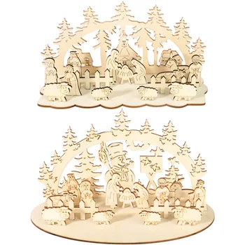 Decorațiuni de crăciun Handmade din Lemn Asamblate Sanie de Reni Ornamente DIY Puzzle om de Zăpadă Elan Casa Model Petrecere de Craciun Cadouri 