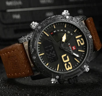 Top Brand de Lux Analog ceas cu Led-uri Barbati din Piele Cuarț Ceas pentru Bărbați Militari ai Armatei Sport Impermeabil Ceas Relogio Masculino 