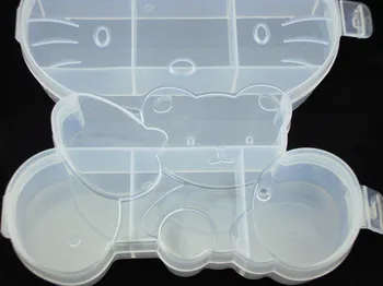 1 BUC fixe noi zăbrele forma de urs plastic transparent cutie de depozitare cauciuc DIY cutie de bijuterii RD 0684