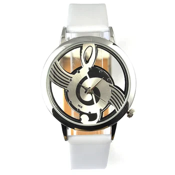 La modă Muzica Simbol Model de ceas Bolun Brand Femei rochie ceasuri de Curea din Piele Cuarț Ceasuri Doamnelor ceas skeleton 